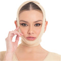 Mentonera facial M y D 0810 de compresión media con ajuste de velcro para pómulos y mentón.
