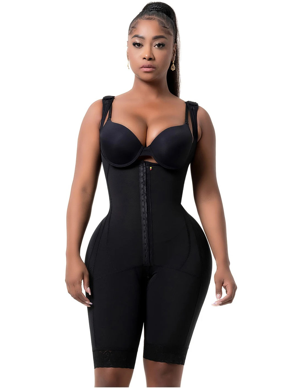 Faja Snatched Body DC05L1 vista de frente con broches frontales y tirantes anchos
