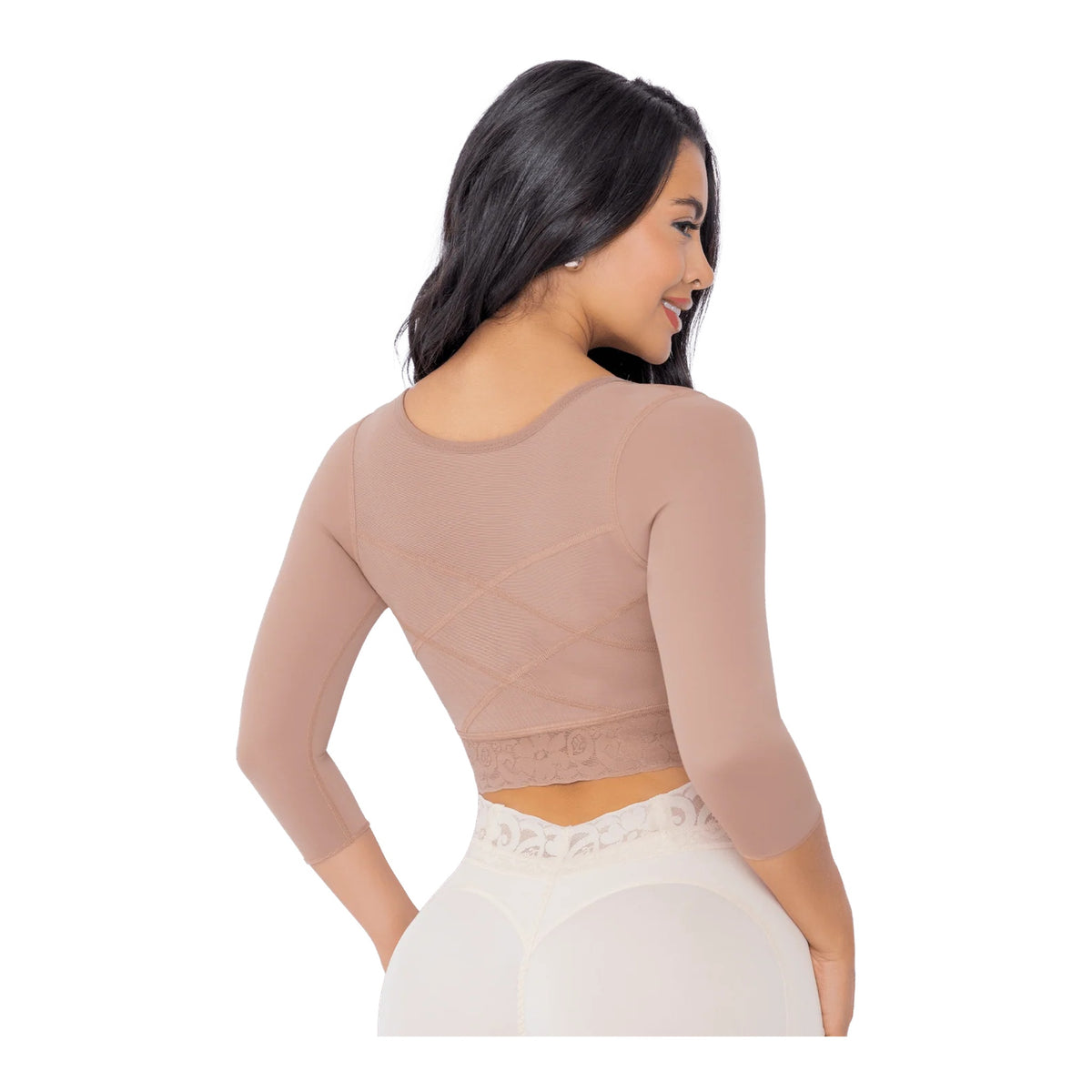 Faja de brazos Jackie London 6064 vista de espalda completa para soporte y control de rollitos
